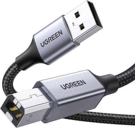 80804 Кабель UGREEN US369 USB-A to USB-B 2.0, в оплётке, 3m, Black