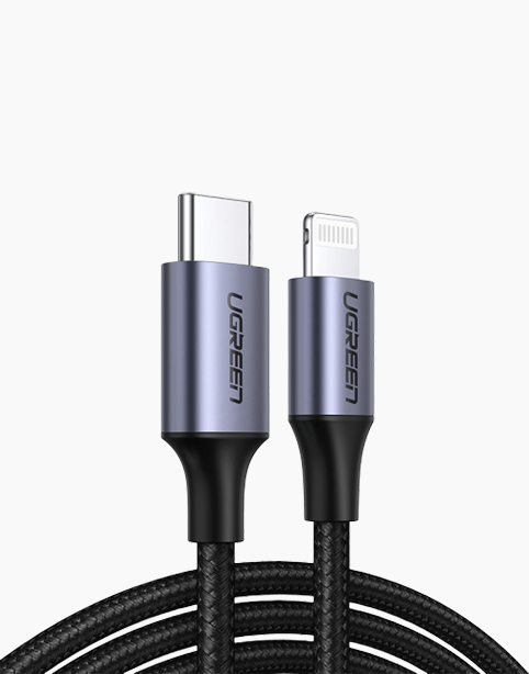 Кабель USB-TypeC - Lightning 1м MFi оплетка Ugreen US304 (60759) черный  на ugreen.by 