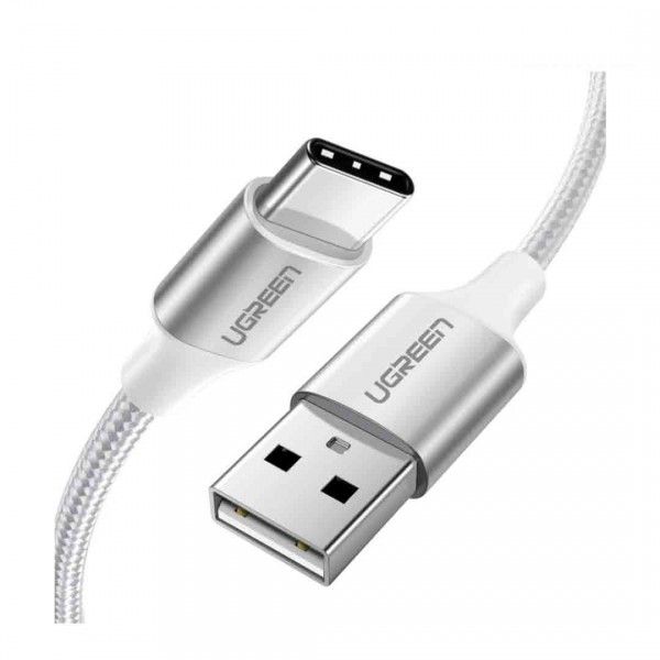 60133 Кабель UGREEN US288 USB в USB Type-C, оплетка, цвет: серебристый, 2M  на ugreen.by 