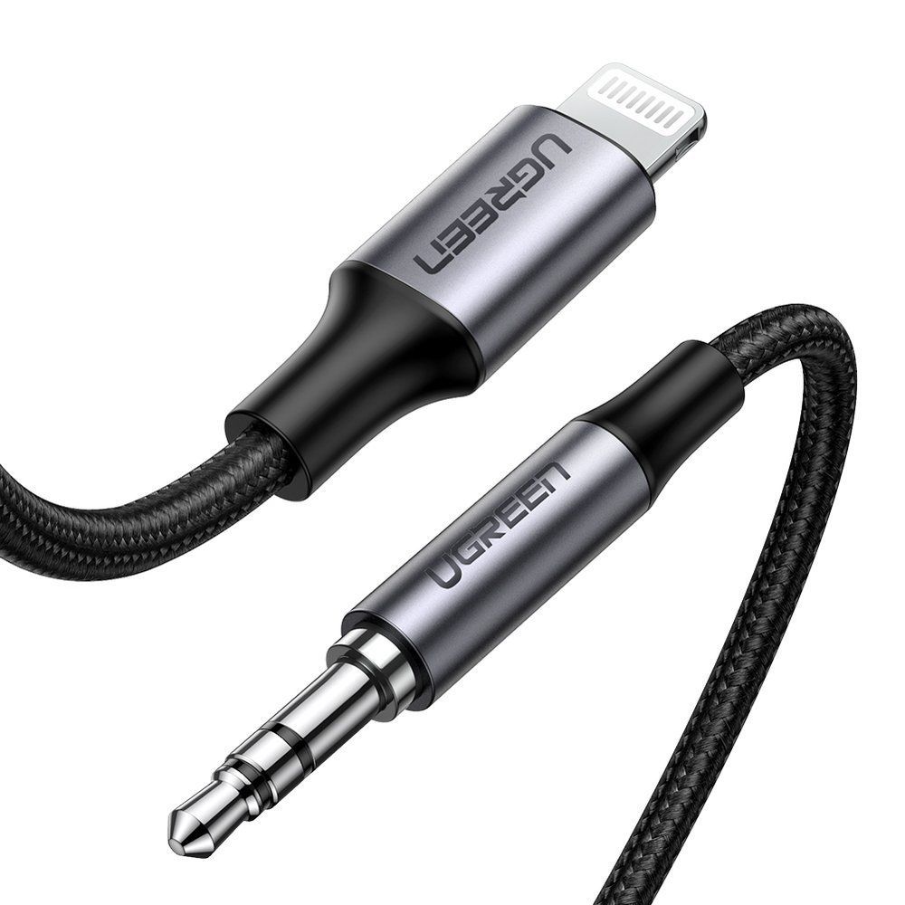 70509 Аудио кабель Lightning - 3,5мм UGREEN US315, цвет - черный, длина - 1m  на ugreen.by 
