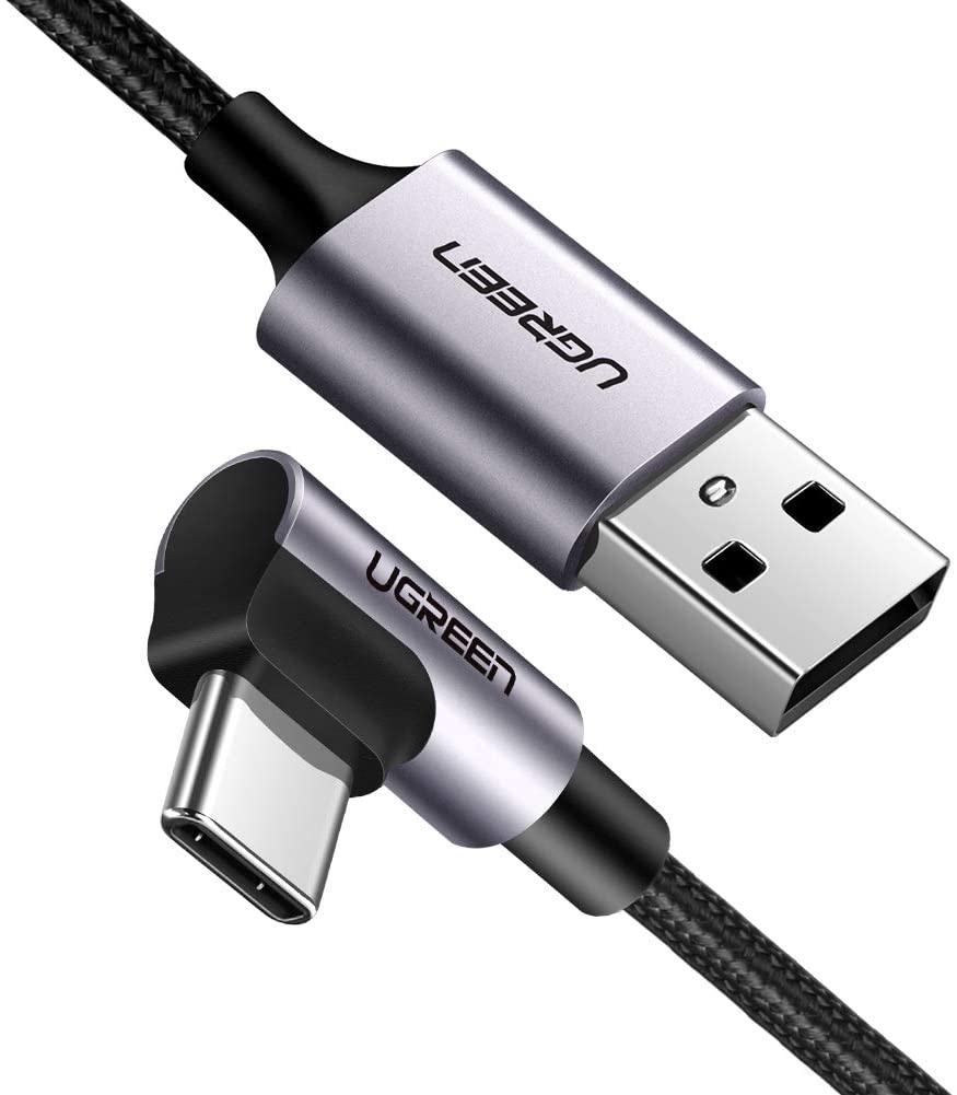 50941 Кабель UGREEN US284 USB 2.0 - USB Type-C, угловой, оплетка, цвет: черный, 1M  на ugreen.by 
