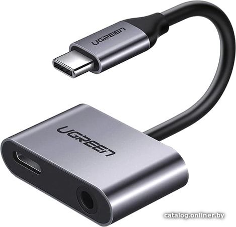 50596 Конвертер UGREEN CM193 USB-C в USB-C + 3.5mm аудио, цвет: черный+серый, 0.1M  на ugreen.by 