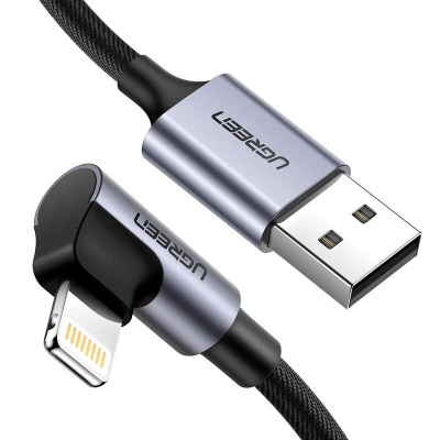 60521 Кабель UGREEN US299 USB-Lightning, угловой, цвет: черный, 1M можно капить на ugreen.by