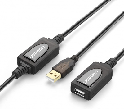 10323 Кабель удлинитель UGREEN US121 USB-A - USB-A (папа-мама), цвет: черный, 15M можно капить на ugreen.by