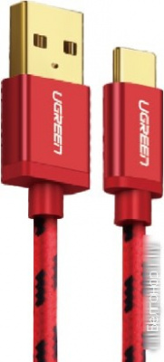 40484 Кабель UGREEN US250 USB 2.0 - USB Type-C, оплетка, цвет: красный, 1M можно капить на ugreen.by