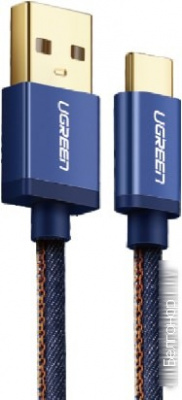 40345 Кабель UGREEN US250 USB 2.0 - USB Type-C, оплетка, цвет: синий, 1.5M можно капить на ugreen.by