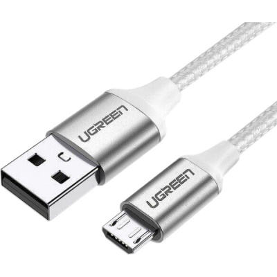 60153 Кабель UGREEN US290 USB - Micro-USB, Aluminum case, оплетка, цвет: серебристый, 2M можно капить на ugreen.by