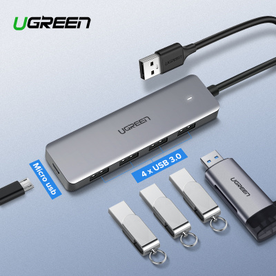 50985 Разветвитель портов Ugreen CM219 USB - 4xUSB 3.0.Цвет- серый. Длина кабеля - 0.15м. можно капить на ugreen.by