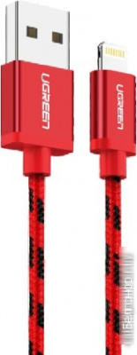 Кабель USB - Lightning для зарядки iPhone 2 метра MFi оплетка Ugreen US247 (40481) красный можно капить на ugreen.by