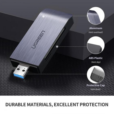 50541 Картридер Ugreen CM180 USB3.0 - SD+MicroSD+Memory Stick. Цвет - черный можно капить на ugreen.by