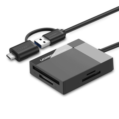 40754 Картридер Ugreen CR125 USB3.0/Type-C - SD+MicroSD.Цвет - черный можно капить на ugreen.by