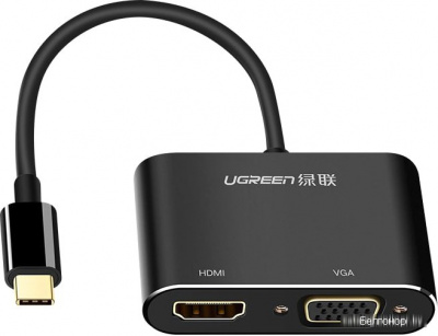 50505 Конвертор сигнала Ugreen CM162 Type-C - HDMI + VGA, PD Port . Длина - 0,15м. Цвет- серый. можно капить на ugreen.by